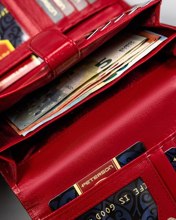 Große und geräumige Damen Geldbörse aus Leder mit Druckknopf – Peterson