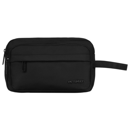 Kosmetiktasche aus Polyester in Schwarz mit praktischem Griff – Peterson