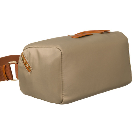 Städtische Umhängetasche aus Nylon und Öko-Leder in Khaki und Braun – Peterson