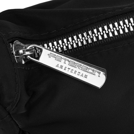 Schwarze Damen-Umhängetasche aus Polyester, ein Hauptfach mit Außenfach - Peterson