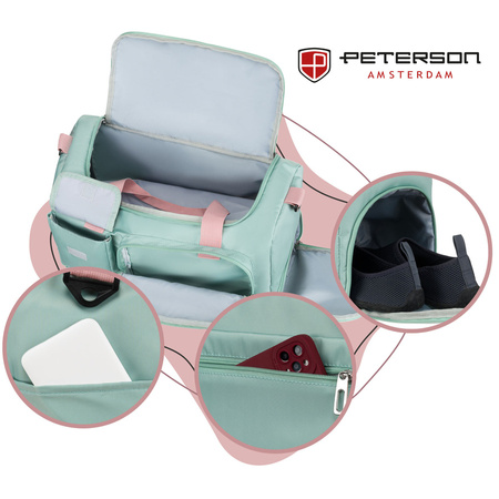 Grün-Rosa Reisetasche aus Polyester mit Reißverschluss – Peterson