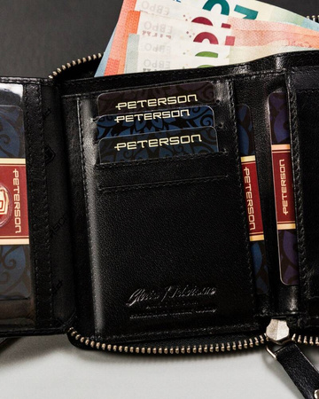 Große Herren Geldbörse mit Reißverschluss aus Leder – Peterson