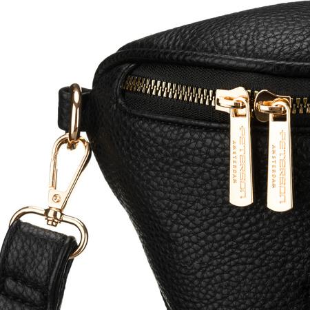 Schwarze Damen-Gürteltasche aus Öko-Leder mit verstellbarem Riemen – Peterson