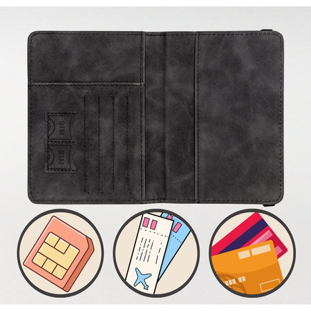 Schwarzes Etui für Reisepass aus Öko-Leder mit Gummiband verschließbar – Peterson