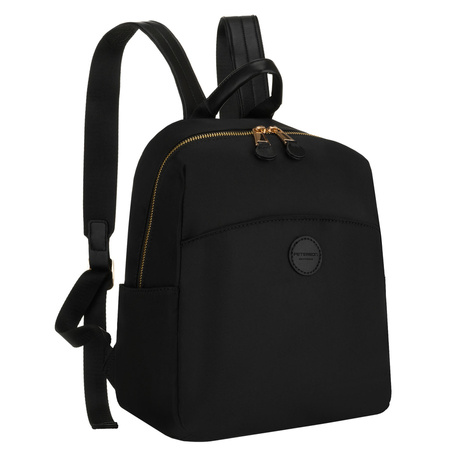 Städtischer Damen-Rucksack aus Nylon und Öko-Leder in Schwarz mit Reißverschluss – Peterson