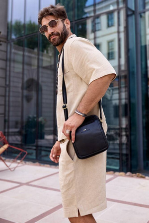 Herren Umhängetasche aus Leder mit Fächern – Peterson