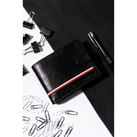 Schwarze Herren Geldbörse aus Leder mit RFID-Schutz – Rovicky