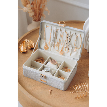 Graue, elegante Schatulle mit Schnappverschluss und Schlüssel – Peterson