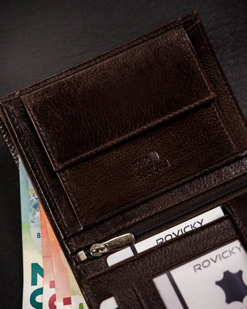Herren Geldbörse aus echtem Leder im Hochformat ohne Verschluss – Rovicky