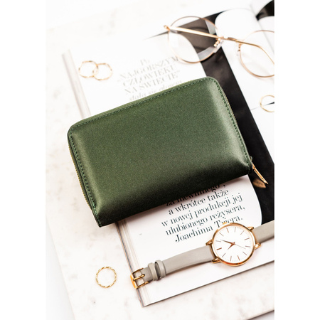 Damen-Geldbörse aus Öko-Leder in Grün, mit Druckverschluss - Rovicky