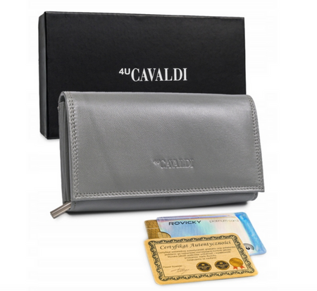 Große Damen Geldbörse aus Leder mit Druckknopf – 4U Cavaldi