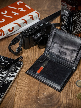 Vertikale kompakte Herren Geldbörse aus Echtleder mit RFID – Pierre Cardin