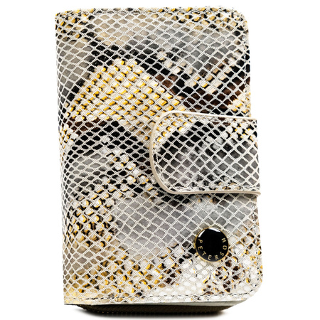 Elegante, mittlere Damen Geldbörse aus Echtleder mit RFID-Schutz und Schlangenprägung – Peterson