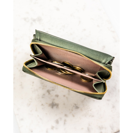 Damen-Geldbörse aus Öko-Leder in Grün, mit Druckverschluss - Rovicky