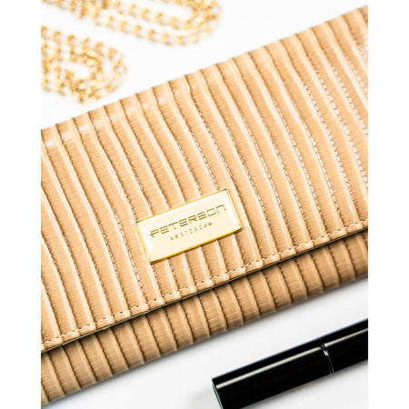 Beige Damen-Geldbörse aus Natur- und Öko-Leder im geflochtenen Muster – Peterson