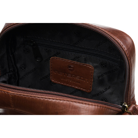 Herren-Umhängetasche aus Leder in Braun – Peterson