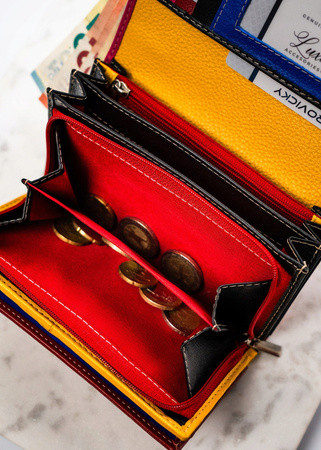 Elegante Damen Geldbörse aus Leder mit Druckknopf – Rovicky