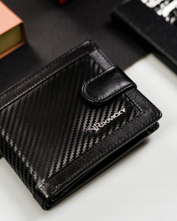 Elegante Herren Geldbörse aus echtem Leder mit Druckknopf – Rovicky