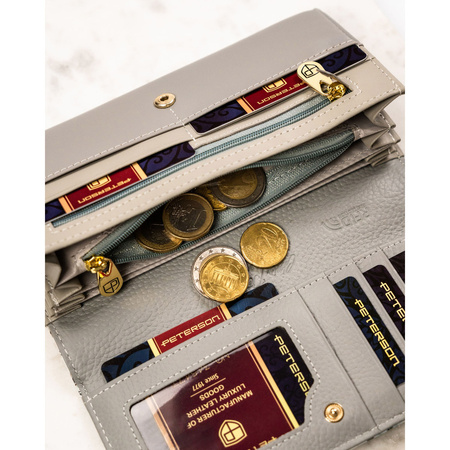 Horizontale Damen Geldbörse mit Blumenmuster und Innenreißverschlussfach – Peterson