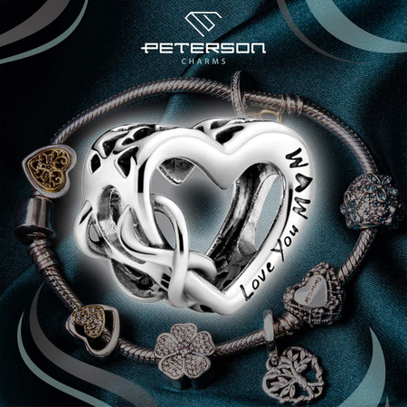 Silberner Charm Herz mit Unendlichkeitszeichen für Modulararmband – Peterson