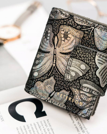 Kleine Damen Geldbörse aus Leder mit Druckknopf – Peterson