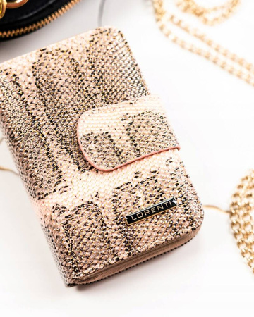 Damen Geldbörse aus Leder mit RFID-Schutz und Druckknopfverschluss – Lorenti