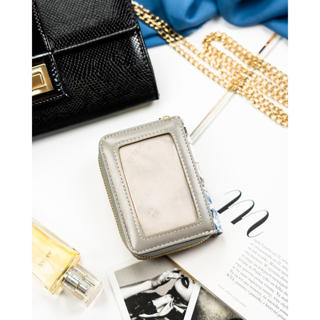 Praktische Damen Geldbörse aus blauem Echtleder mit RFID, Druckknopf und Reißverschluss – Peterson