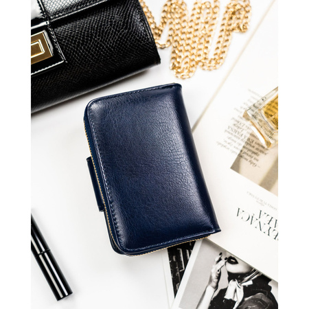 Dunkelblaue Damen Geldbörse aus Öko-Leder mit RFID-Schutz – Peterson