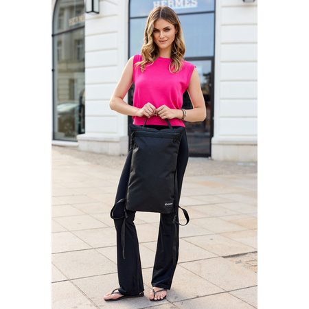 Geräumiger Rucksack-Beutel aus synthetischem Material in Schwarz – Rovicky