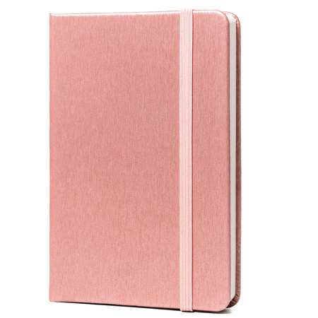 Rosa Notizbuch im A6-Format, bedruckt mit Punkten, ausgestattet mit einem Verschlussgummi – Peterson