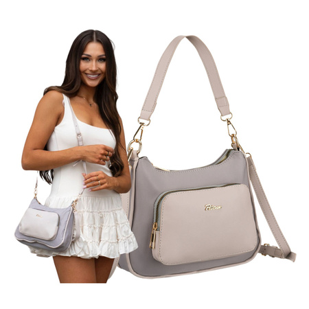 Städtische, graue Damen-Umhängetasche aus Nylon und Öko-Leder – Peterson