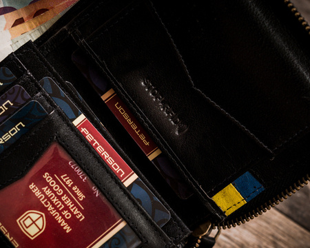 Herren Geldbörse aus Leder mit ukrainischem Wappen und Farben – Peterson