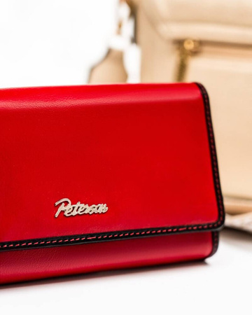 Geräumige Damen Geldbörse aus Leder mit Druckknopf und Reißverschluss – Peterson