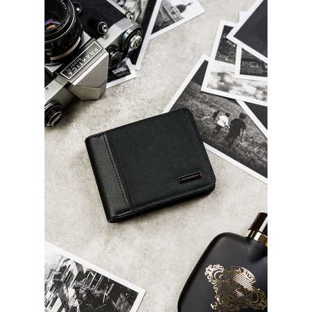 Kompakte schwarze Herren Geldbörse aus Öko-Leder – Peterson