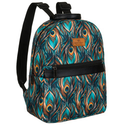 Mehrfarbiger Damen Rucksack aus Polyester mit modischem Pfauenfeder-Muster – Rovicky