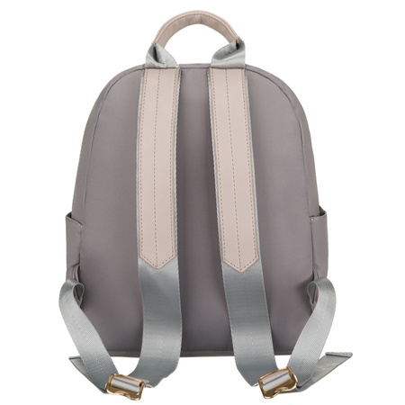 Grauer Damenrucksack aus Nylon und Öko-Leder mit Außentasche - Peterson