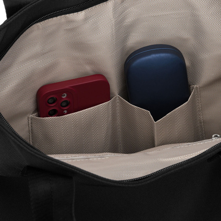 Schwarze, geräumige Damen-Shopper-Tasche mit Henkeln und abnehmbarem Gürtel – Peterson