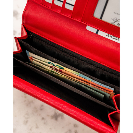 Geräumige, modische Damen Geldbörse in Rot aus Öko-Leder – 4U Cavaldi