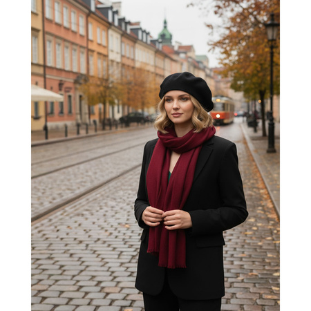 Warmer, schwarzer Damen-Barett aus Acryl – Rovicky