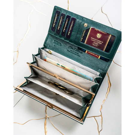 Klassische Damen Geldbörse aus grünem Lackleder als Geschenk – Peterson