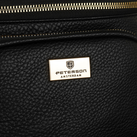 Schwarze Damen-Gürteltasche aus Öko-Leder mit verstellbarem Riemen – Peterson