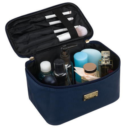Dunkelblaue Kosmetiktasche aus Synthetikstoff mit praktischem Griff – Peterson