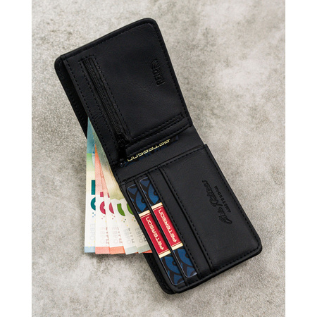 Schwarz-graue Herren Geldbörse im Querformat ohne äußeren Verschluss – Peterson