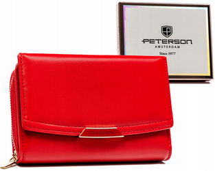 Damen-Geldbörse aus Öko-Leder mit Druckknopf- und Reißverschluss – Peterson