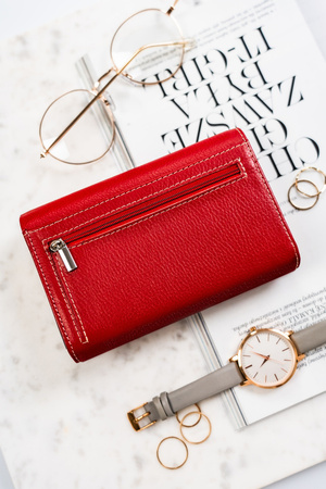 Elegante Damen Geldbörse aus Leder mit Druckknopf – Rovicky