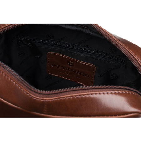 Einfache, braune Herren-Umhängetasche aus Naturleder – Peterson