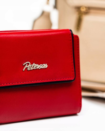 Kleine Damen Geldbörse aus Leder mit Druckknopf und Reißverschluss – Peterson