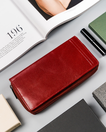 Große Damen Geldbörse aus Leder mit Reißverschluss – Rovicky