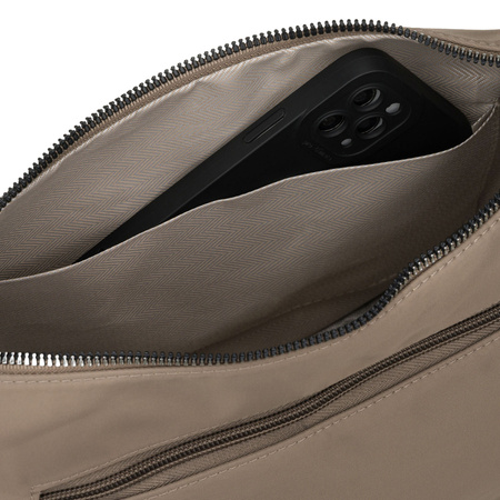 Dunkelbeige Damen-Umhängetasche aus Polyester, ein Hauptfach mit Außenfach – Peterson