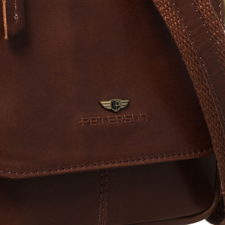 Herren-Umhängetasche aus Leder, braun - Peterson
